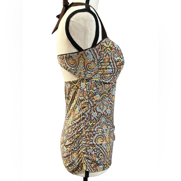 Tommy Hilfiger Brown and Blue Paisley Swim Top - Picture 3 of 9